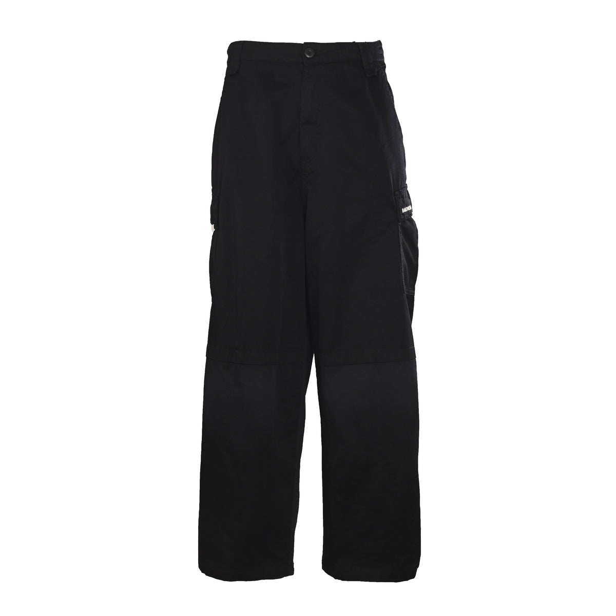 Black Panelled Twill Cargo Pants with Double-Ring Detail