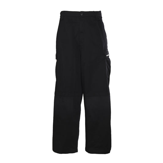 Black Panelled Twill Cargo Pants with Double-Ring Detail