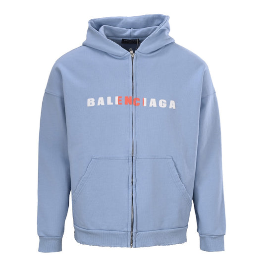 Balenciaga BLCG Distressed Multicolor Letter Embroidered Zip-Up Jacket