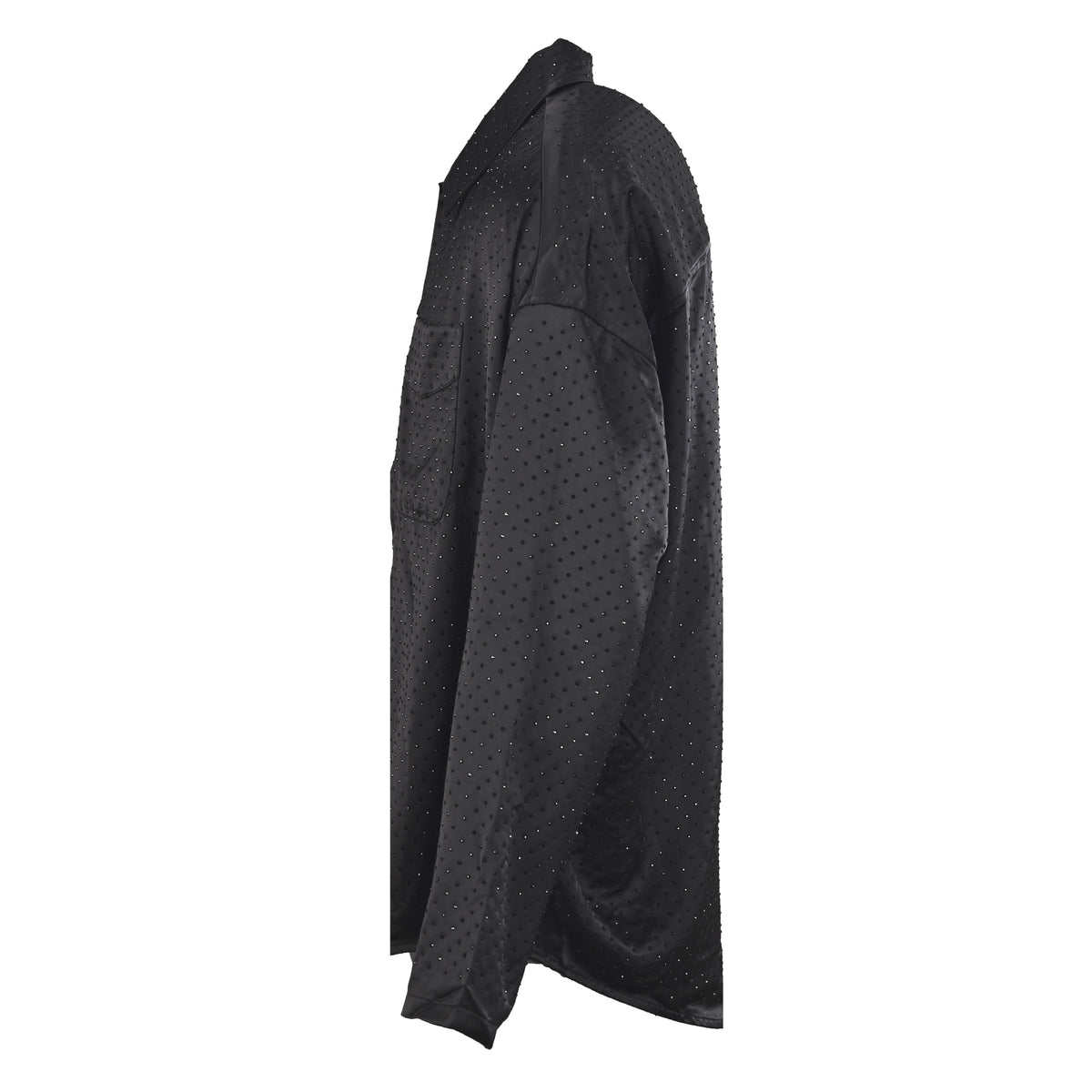 BALENCIAGA All-Over Rhinestone Acetate Satin Long Sleeve Shirt
