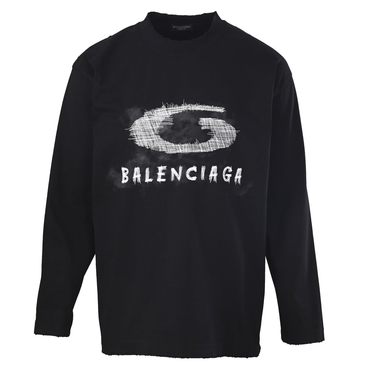 Balenciaga BLCG Cutout Embroidered Paint-Splatter Long-Sleeve T-Shirt