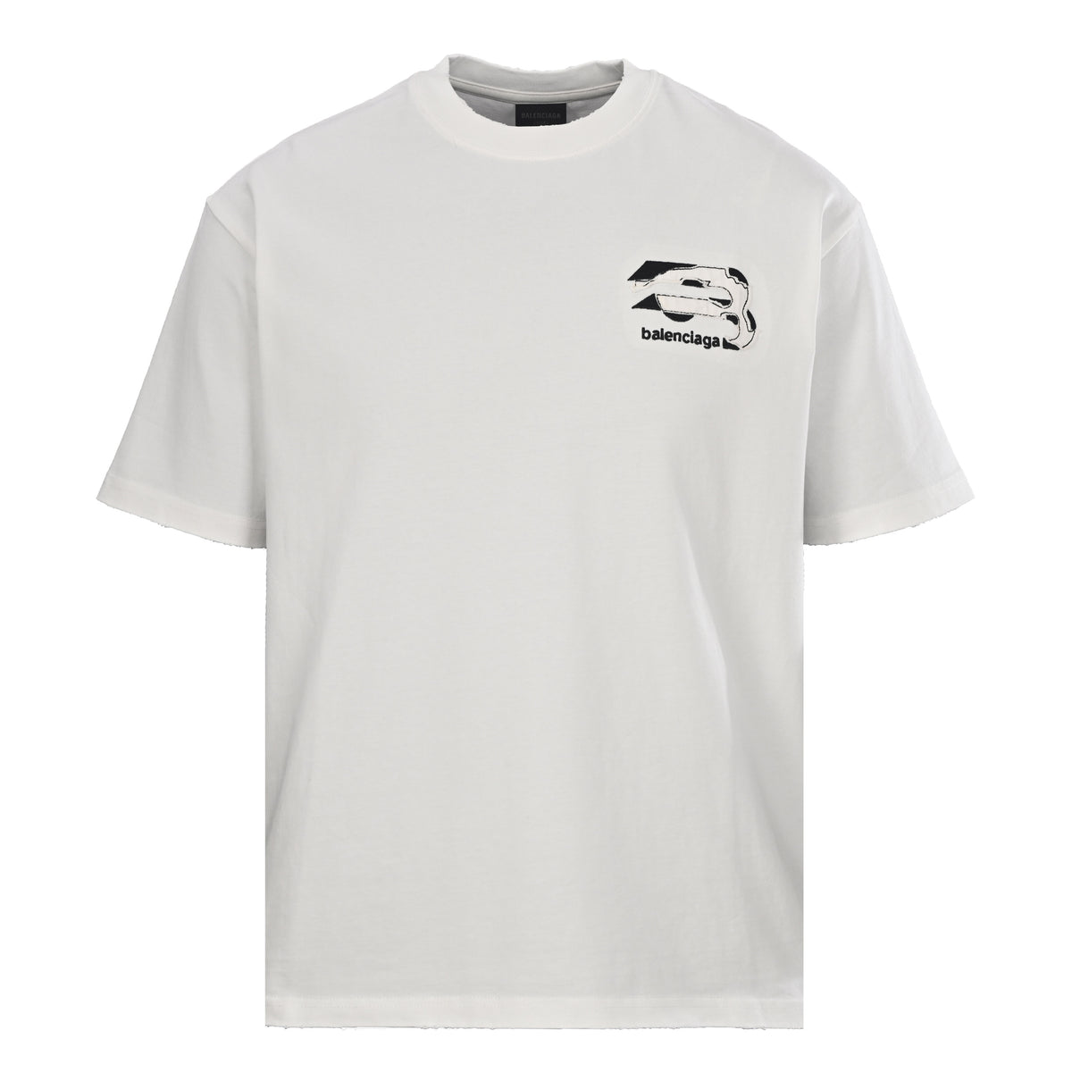 BALENCIAGA Contrast Letter Appliqué Washed Distressed T-Shirt