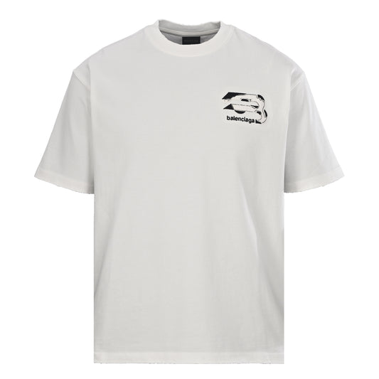 BALENCIAGA Contrast Letter Appliqué Washed Distressed T-Shirt