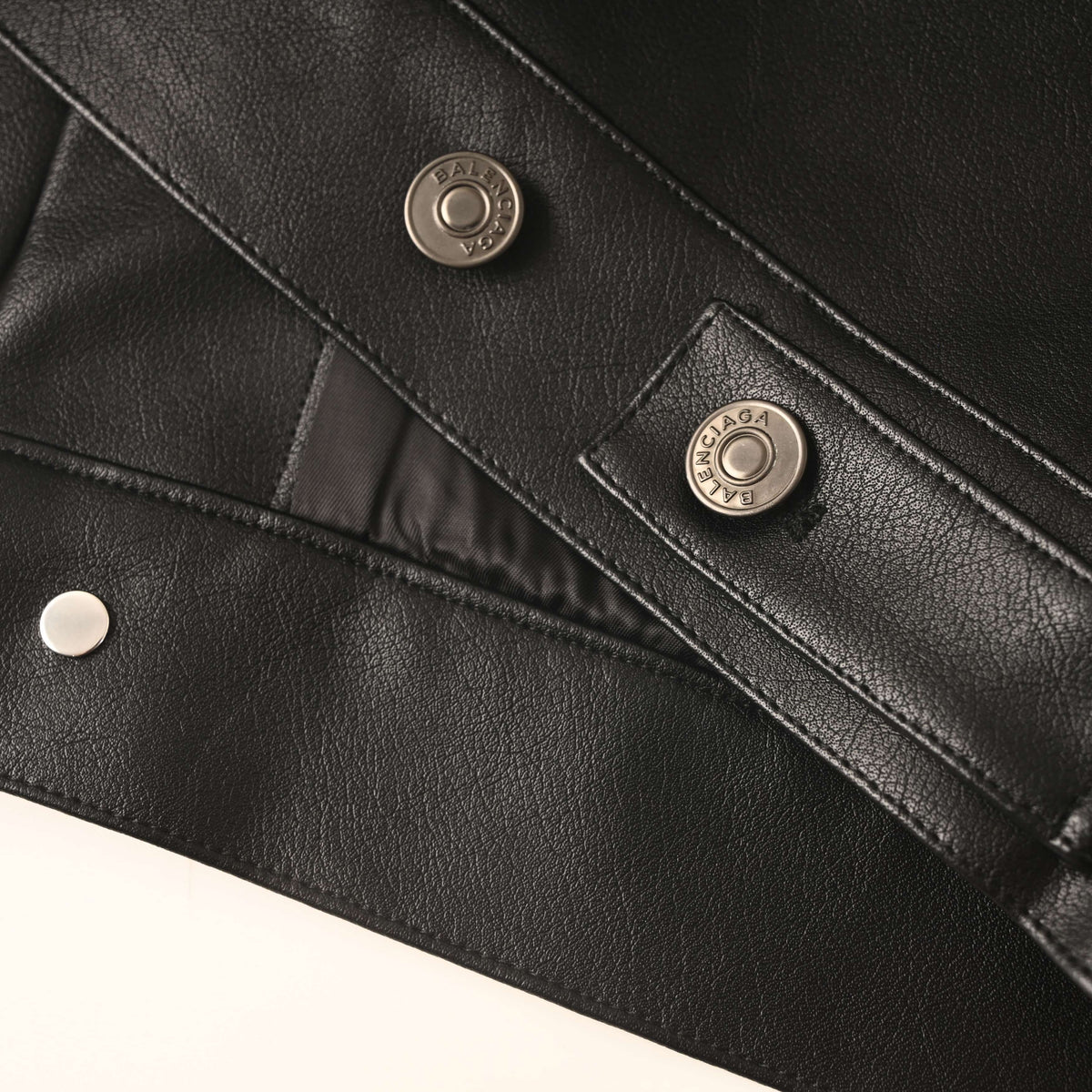 BALENCIAGA Leather Jacket with Sleeve Embroidery