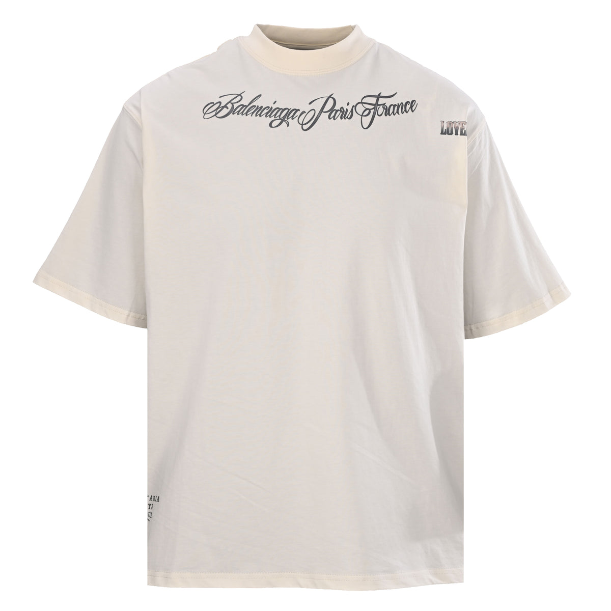 BALENCIAGA Rune Graphic Aged Spray-Effect Short Sleeve T-Shirt