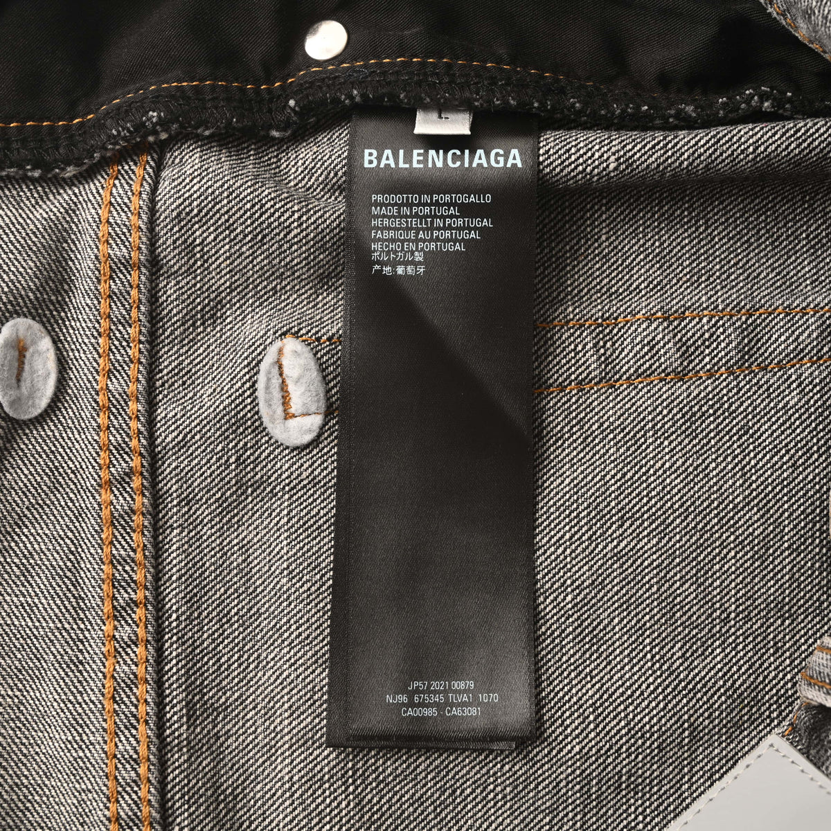 Balenciaga BLCG Charcoal Wash Flocked Logo Wide-Leg Jeans