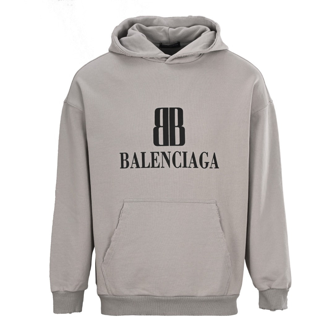 Balenciaga BB Logo Distressed Oversized Pullover Hoodie