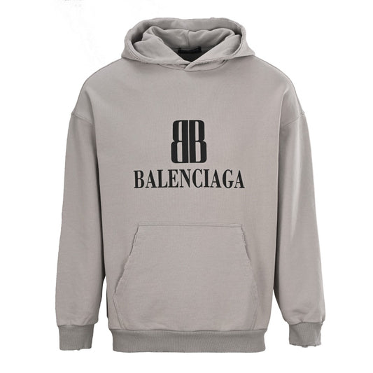 Balenciaga BB Logo Distressed Oversized Pullover Hoodie