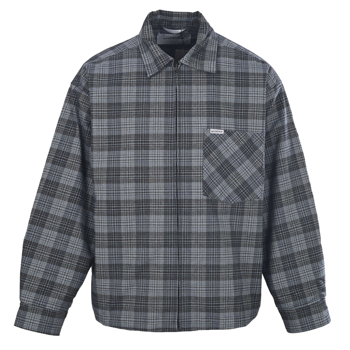 BALENCIAGA Green Small Check Padded Zip-Up Jacket