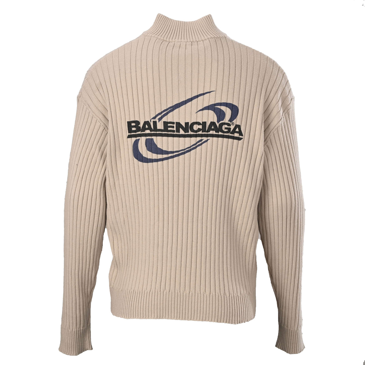 BALENCIAGA Cola Wave Motif Half-Zip Knit Sweater