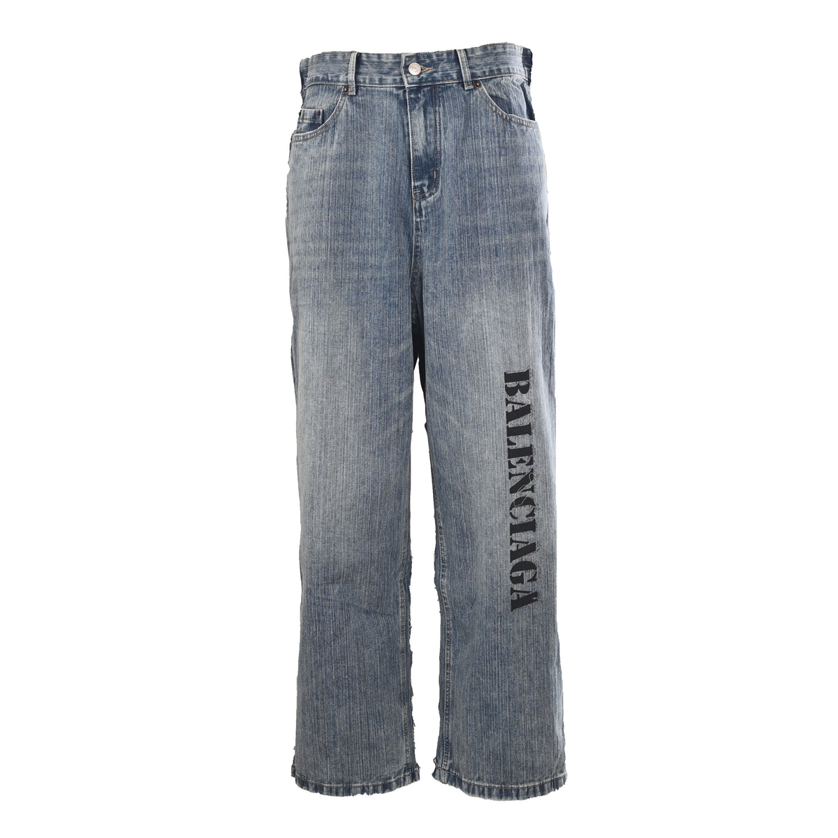 Unisex Denim & Heather Gray French Terry Panelled Jeans
