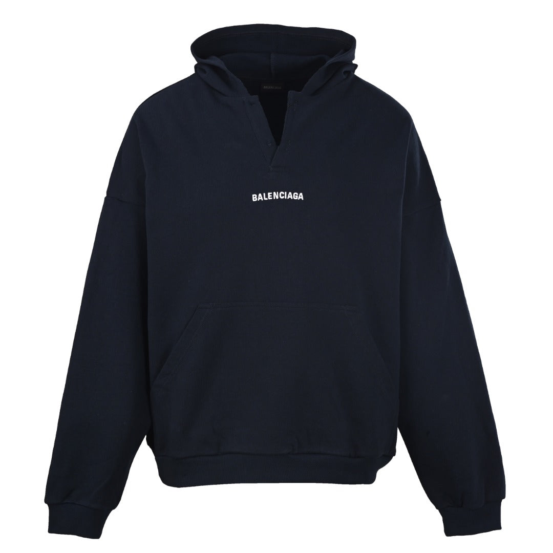 BALENCIAGA V-Neck Embroidered Lettering Hoodie