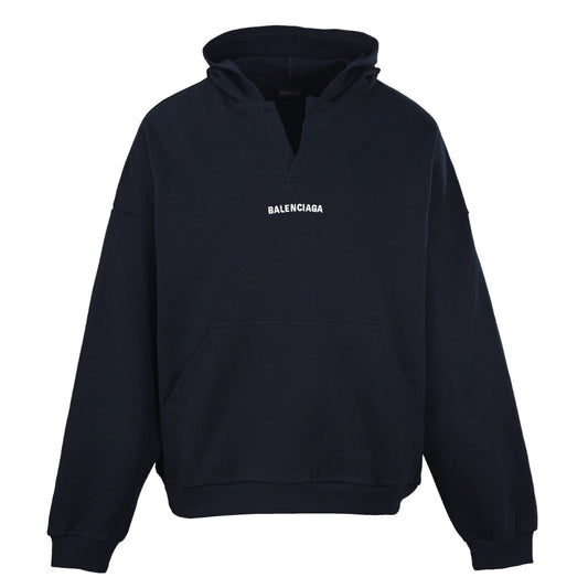 BALENCIAGA V-Neck Embroidered Lettering Hoodie