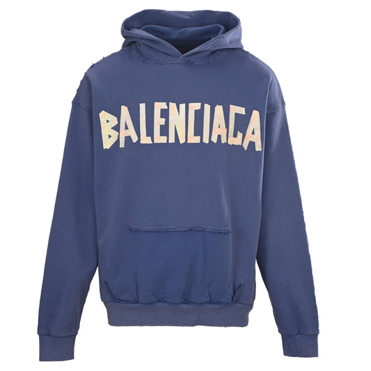 Balenciaga BLCG Washed Vintage-Effect Tape Graphic Hoodie