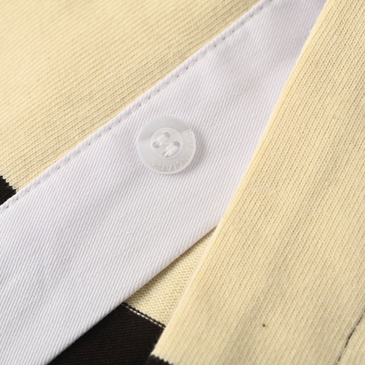 BALENCIAGA Brown & Yellow Striped Collared Sweatshirt with Wheat Motif