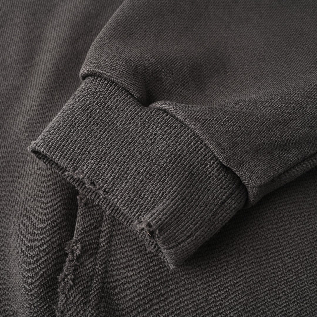 BALENCIAGA BB Logo Distressed Cropped Hoodie - Washed Black