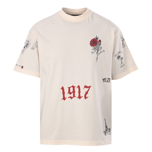 BALENCIAGA Tattoo Graphic Short Sleeve T-Shirt