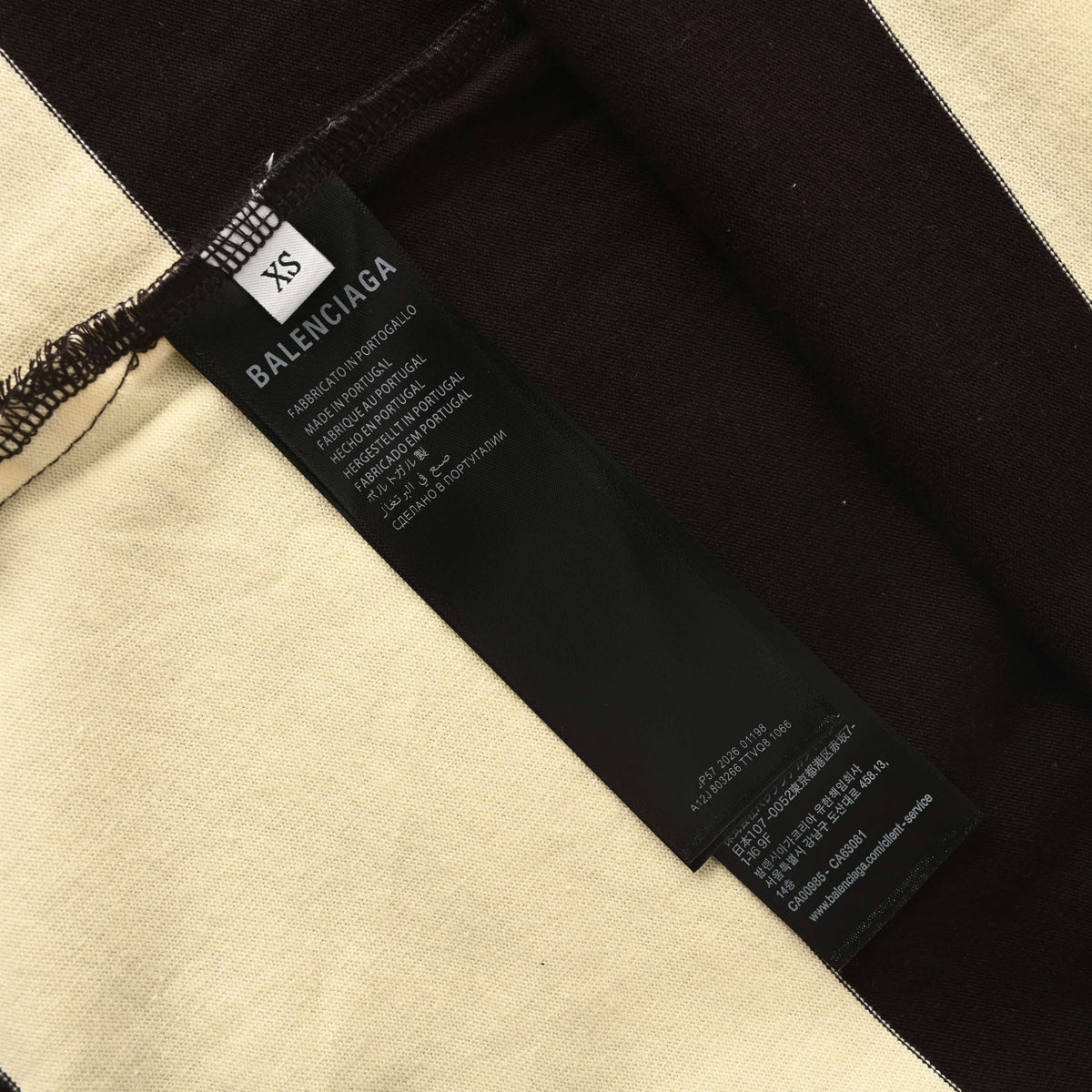 BALENCIAGA Brown & Yellow Striped Collared Sweatshirt with Wheat Motif