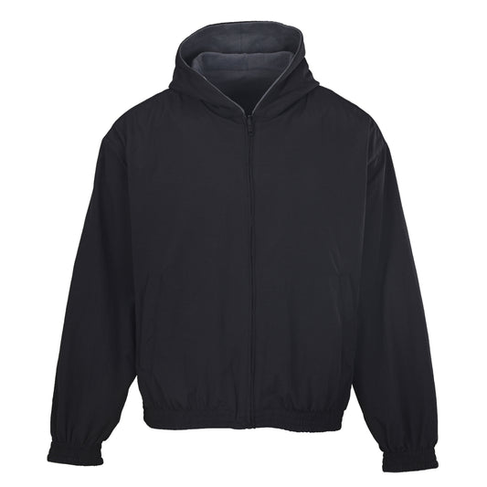 BALENCIAGA Reversible Fleece Hooded Jacket with Script Embroidery