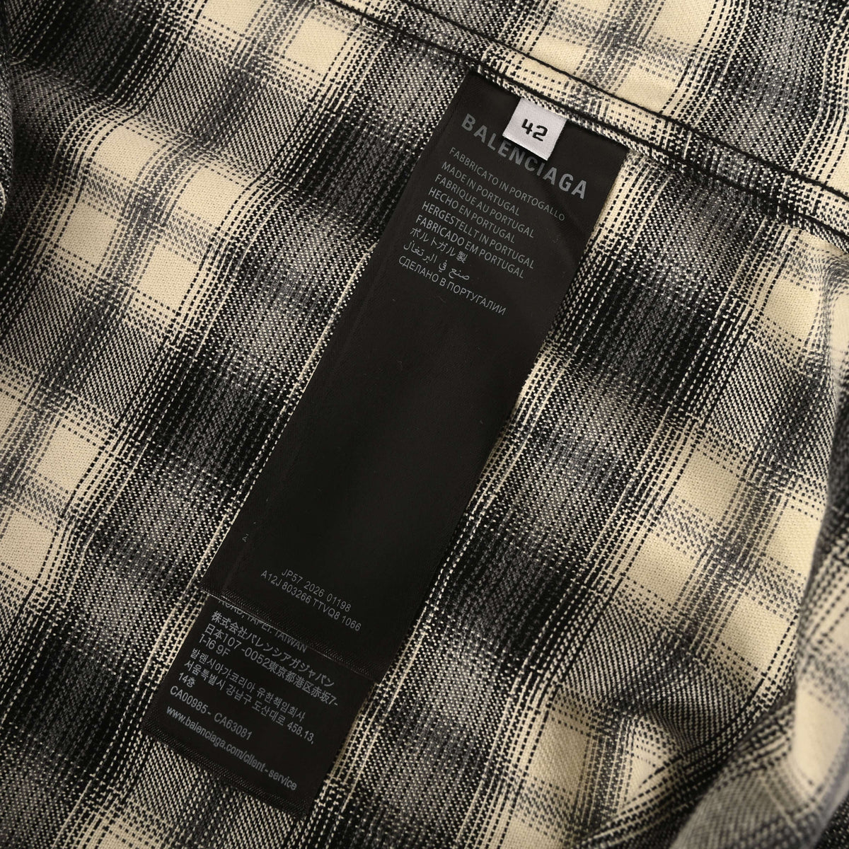 Balenciaga Embroidered Logo Plaid Long Sleeve Shirt