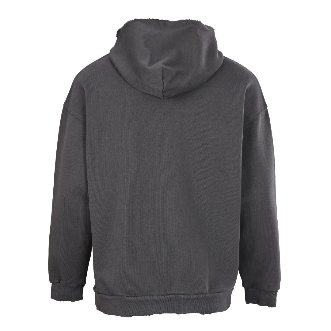 BALENCIAGA BB Logo Distressed Cropped Hoodie - Washed Black