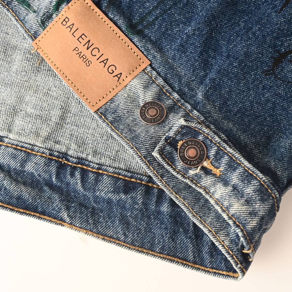 Balenciaga BLCG Hand-Painted Graffiti Washed Denim Jacket