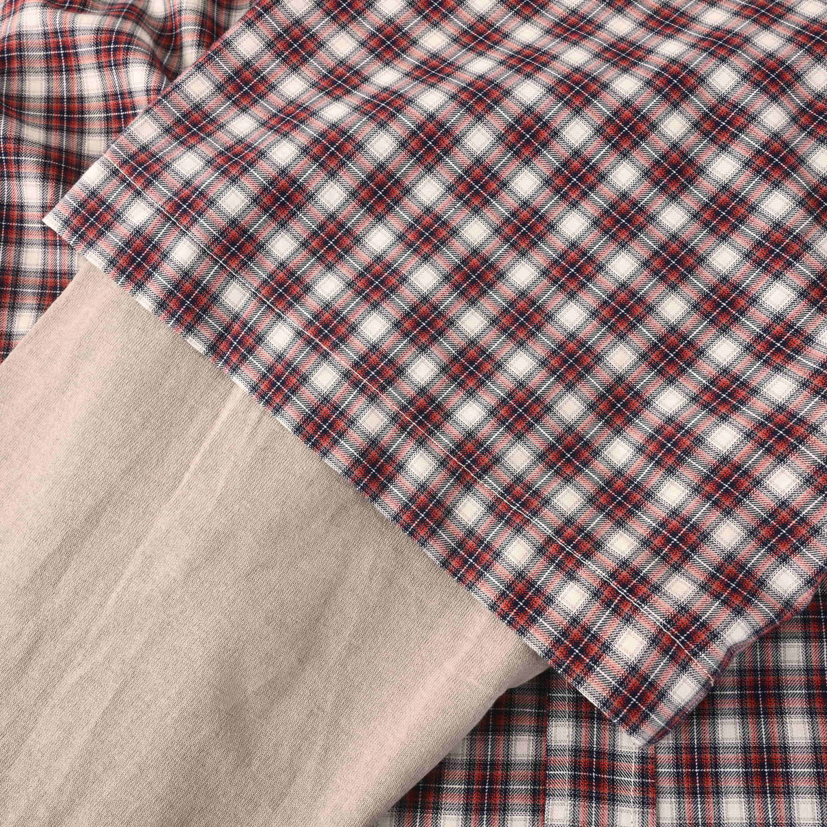 BALENCIAGA Red Check Layered-Look Short Sleeve Shirt