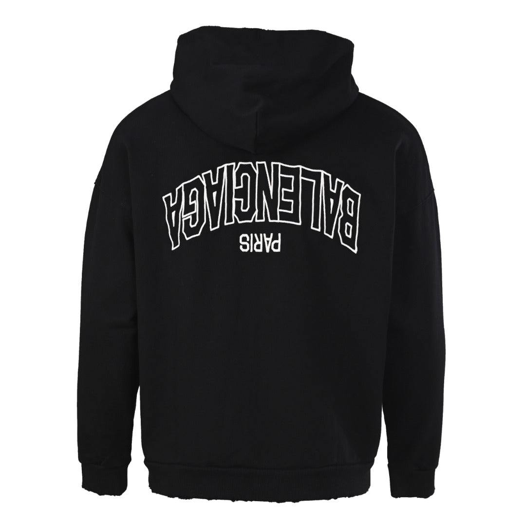 Balenciaga BLCG Distressed Reverse-Letter Embroidered Zip-Up Jacket