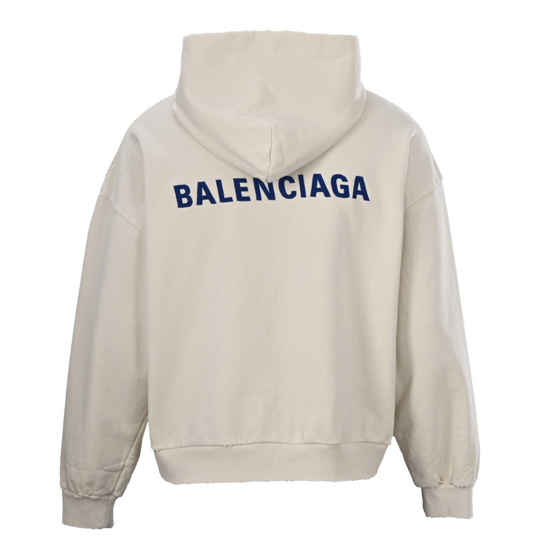 BALENCIAGA Embroidered Lettering Zip-Up Hoodie