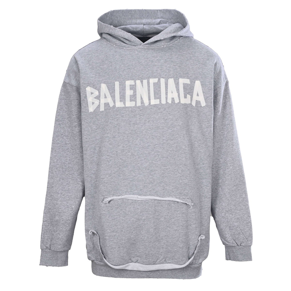BALENCIAGA Washed Distressed Masking Tape Print Hoodie