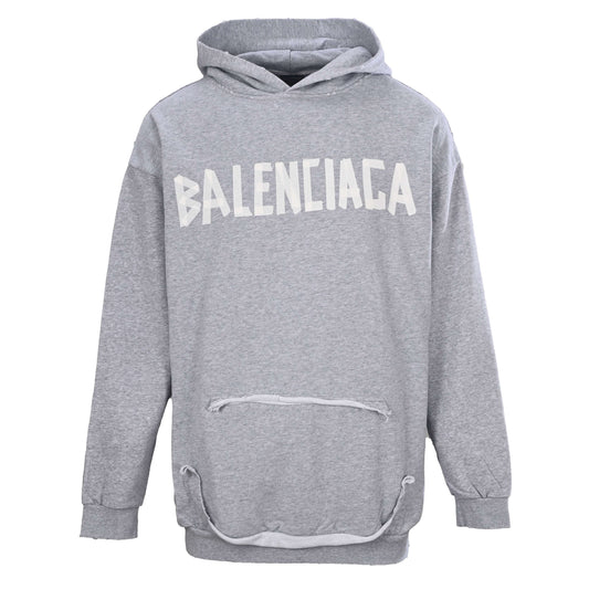 BALENCIAGA Washed Distressed Masking Tape Print Hoodie