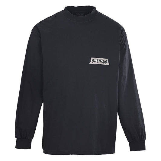 BALENCIAGA Masking Tape Graphic Long Sleeve T-Shirt