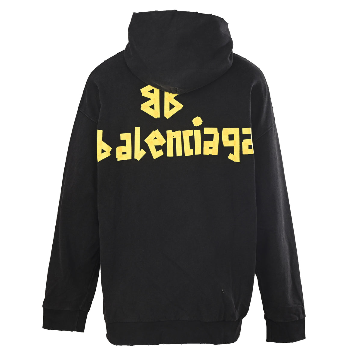 BALENCIAGA Washed Distressed Masking Tape Print Hoodie
