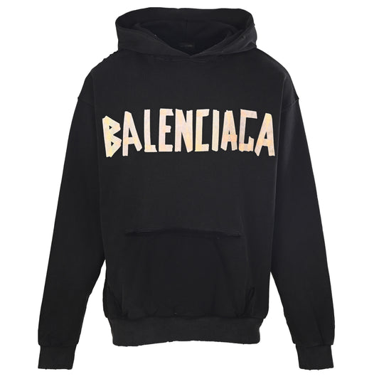 Balenciaga BLCG Washed Vintage-Effect Tape Graphic Hoodie