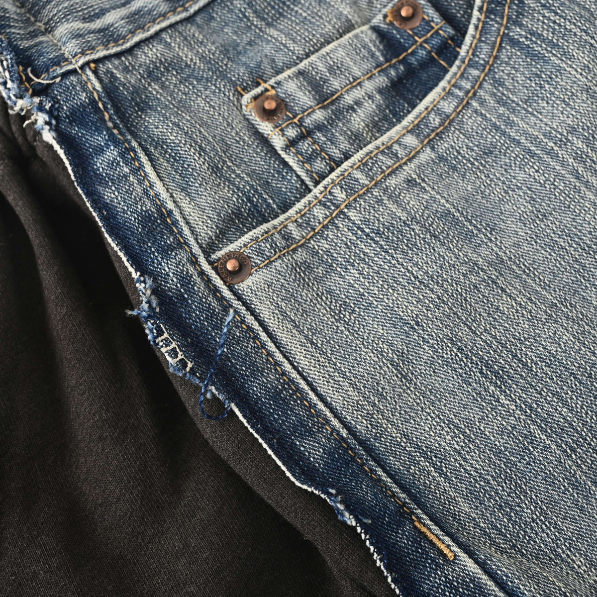 Unisex Denim & Heather Gray French Terry Panelled Jeans