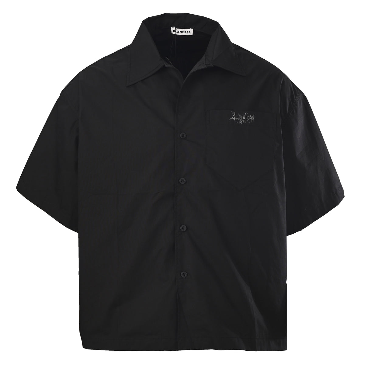 BALENCIAGA Gothic Lettering Print Short Sleeve Shirt