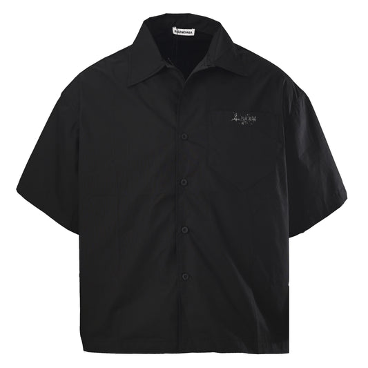 BALENCIAGA Gothic Lettering Print Short Sleeve Shirt