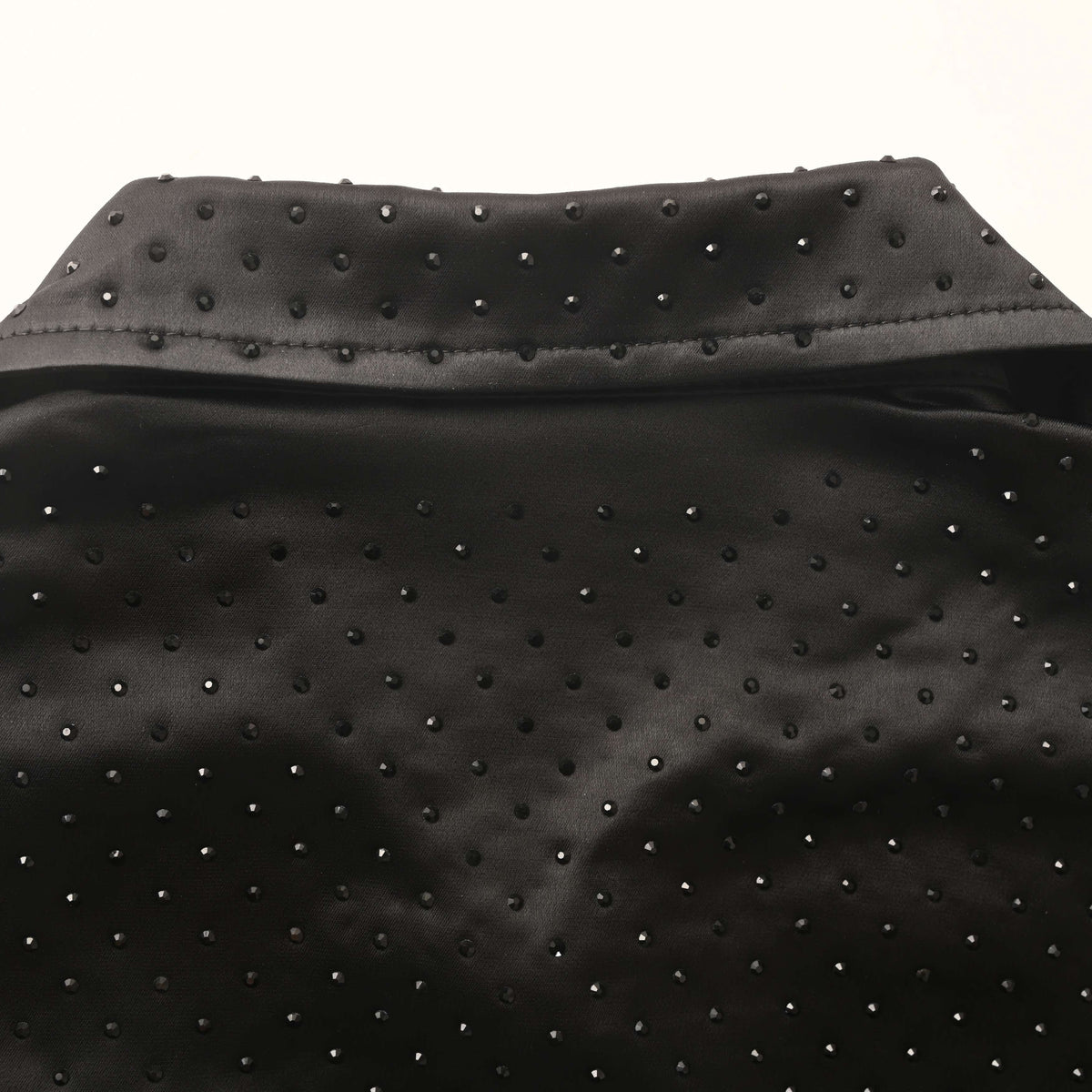 BALENCIAGA All-Over Rhinestone Acetate Satin Long Sleeve Shirt