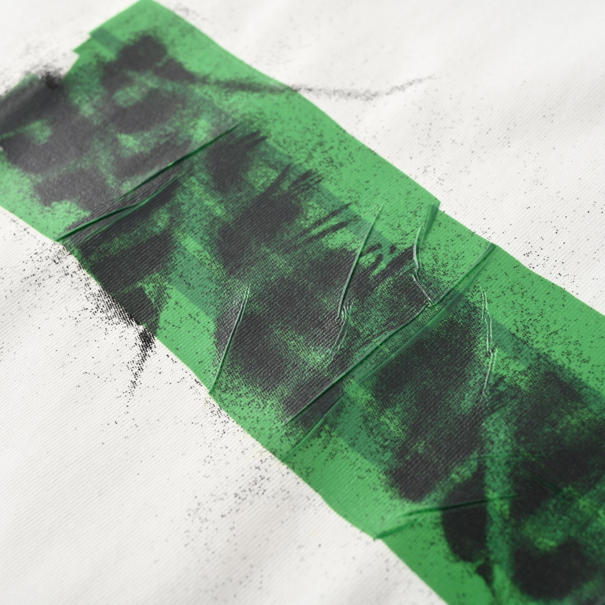 BALENCIAGA BLCG Green Tape-Effect Graffiti Short Sleeve T-Shirt