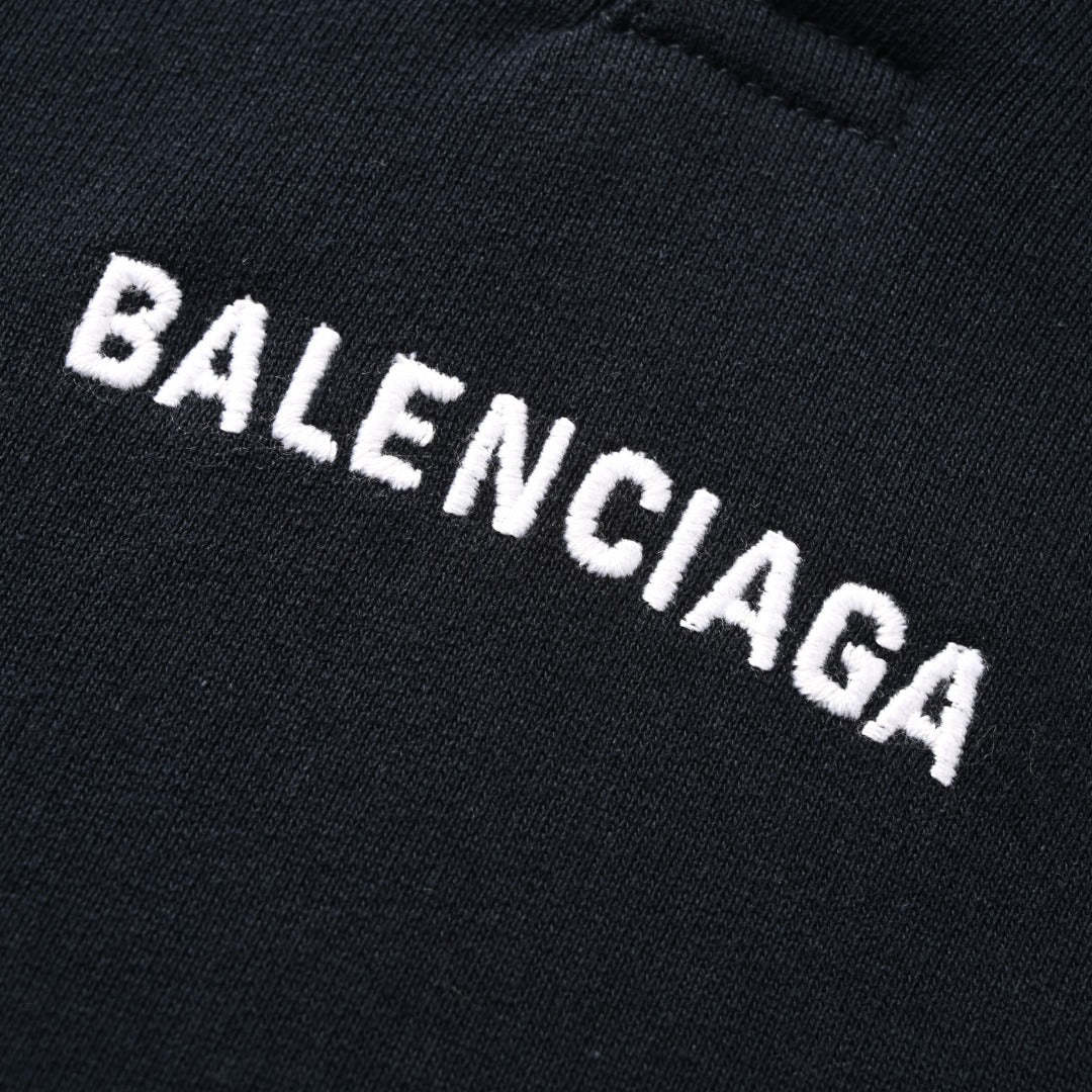 BALENCIAGA V-Neck Embroidered Lettering Hoodie