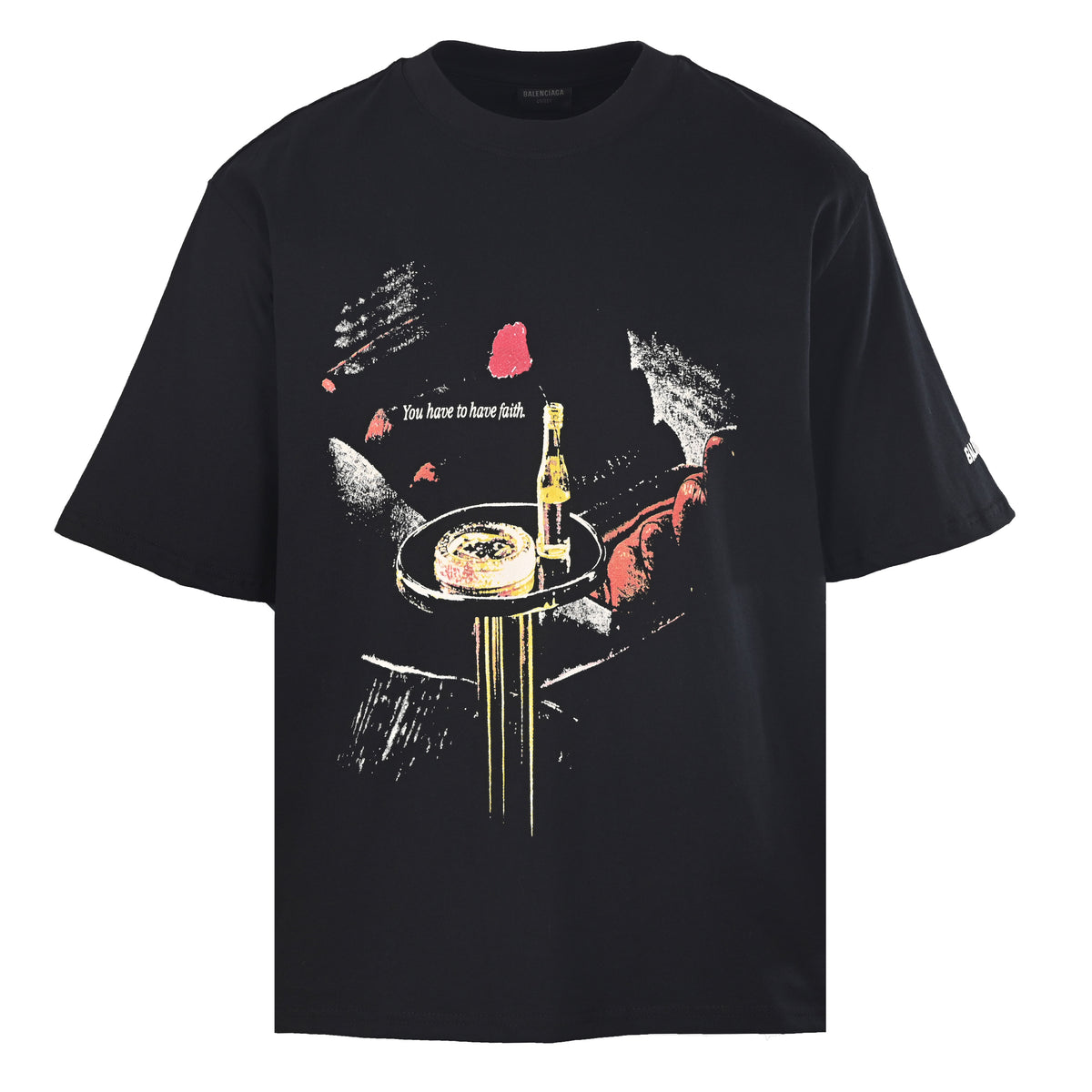 BALENCIAGA x HBO Rose & Wine Bottle Graphic Embroidered T-Shirt