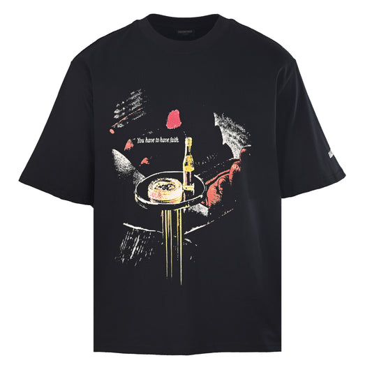 BALENCIAGA x HBO Rose & Wine Bottle Graphic Embroidered T-Shirt