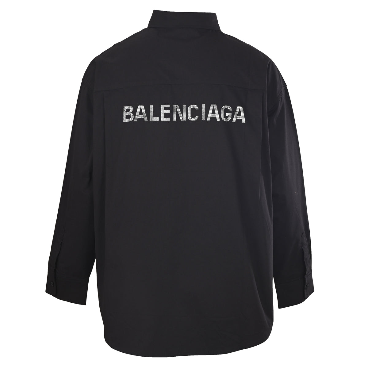 BALENCIAGA Back Rhinestone Lettering Long Sleeve Shirt