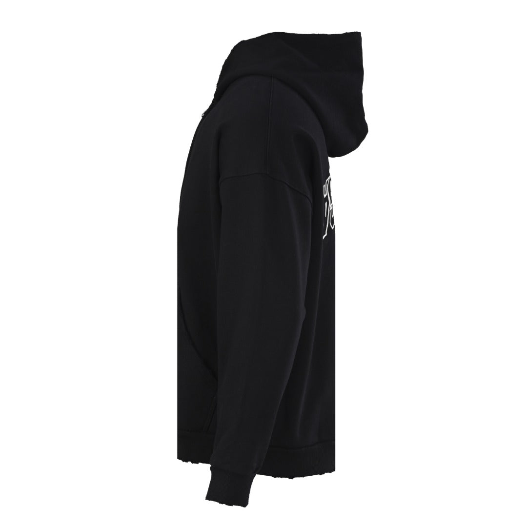 Balenciaga BLCG Distressed Reverse-Letter Embroidered Zip-Up Jacket