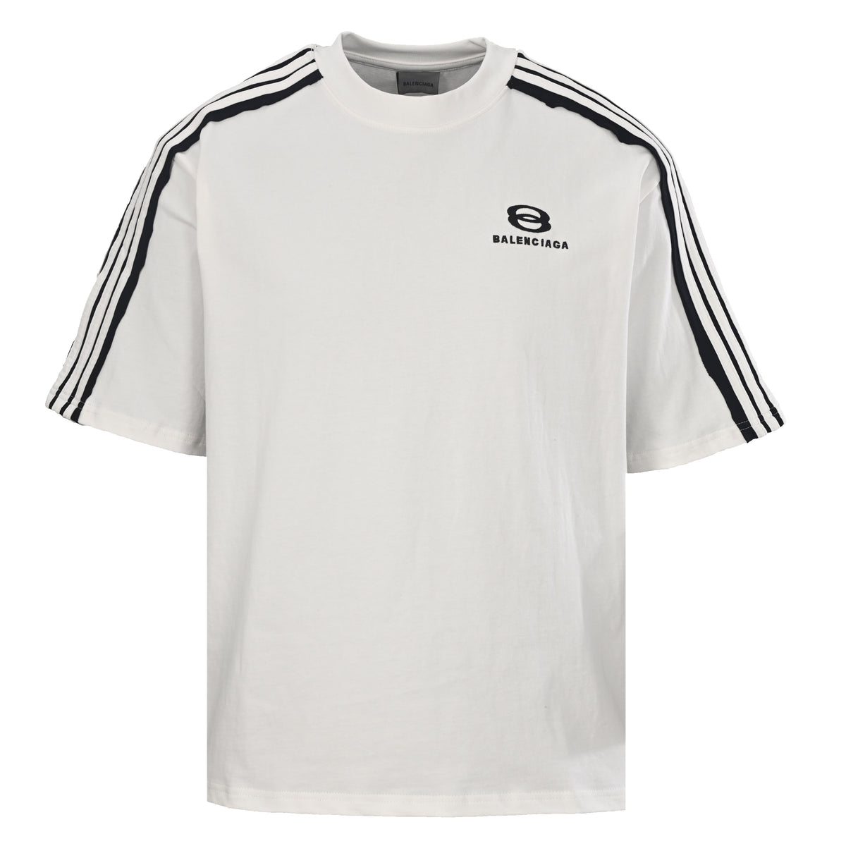 BALENCIAGA Unity Sports Icon Double-Ring Embroidered Contrast Stripe T-Shirt