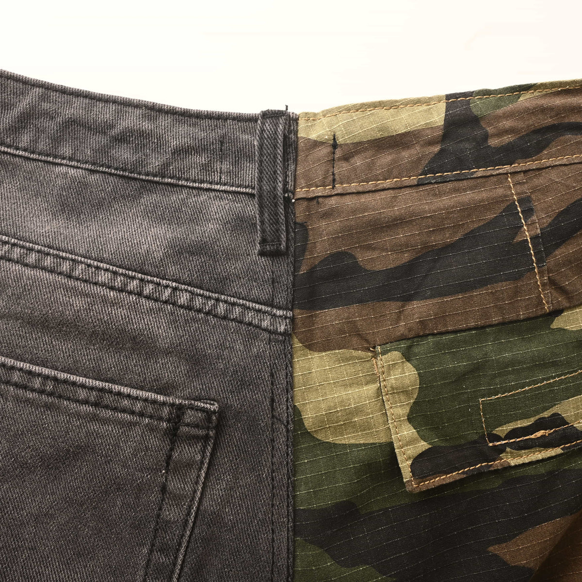 Balenciaga Camo & Denim Panelled Wide-Leg Cargo Pants