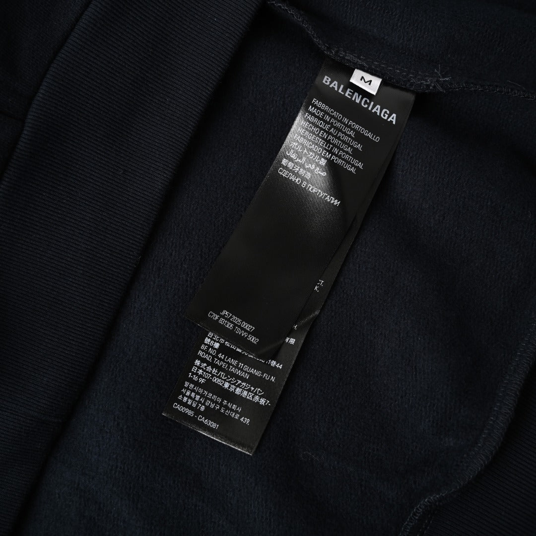 BALENCIAGA V-Neck Embroidered Lettering Hoodie