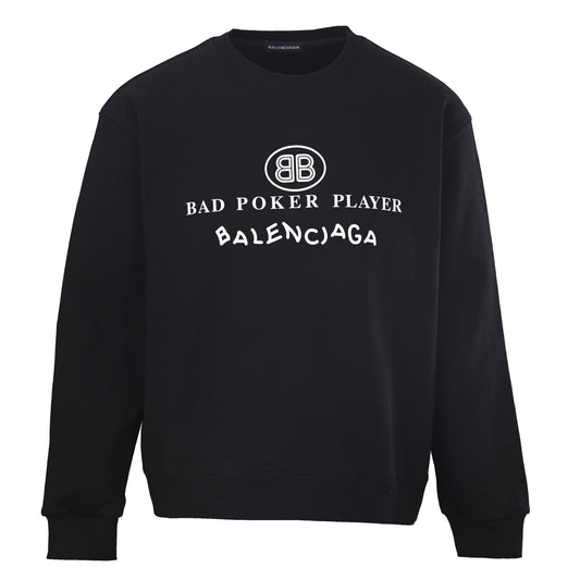 Unisex Oversized Poker Lettering Puff Print Sweatshirt