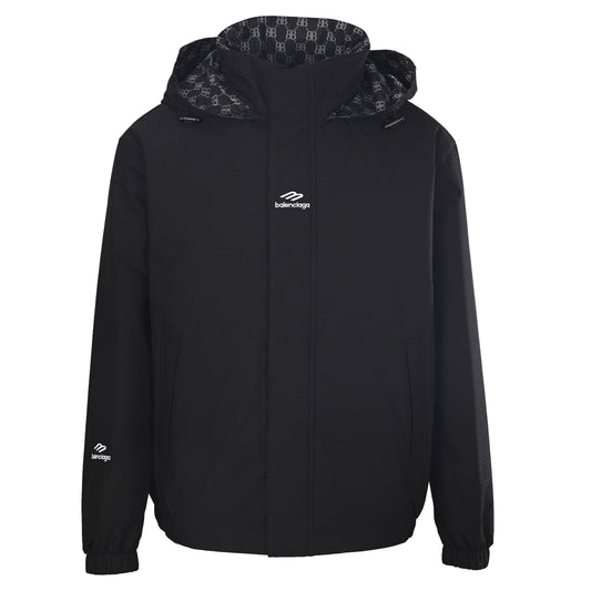 Balenciaga BLCG Double B Monogram Reversible Nylon Hooded Jacket