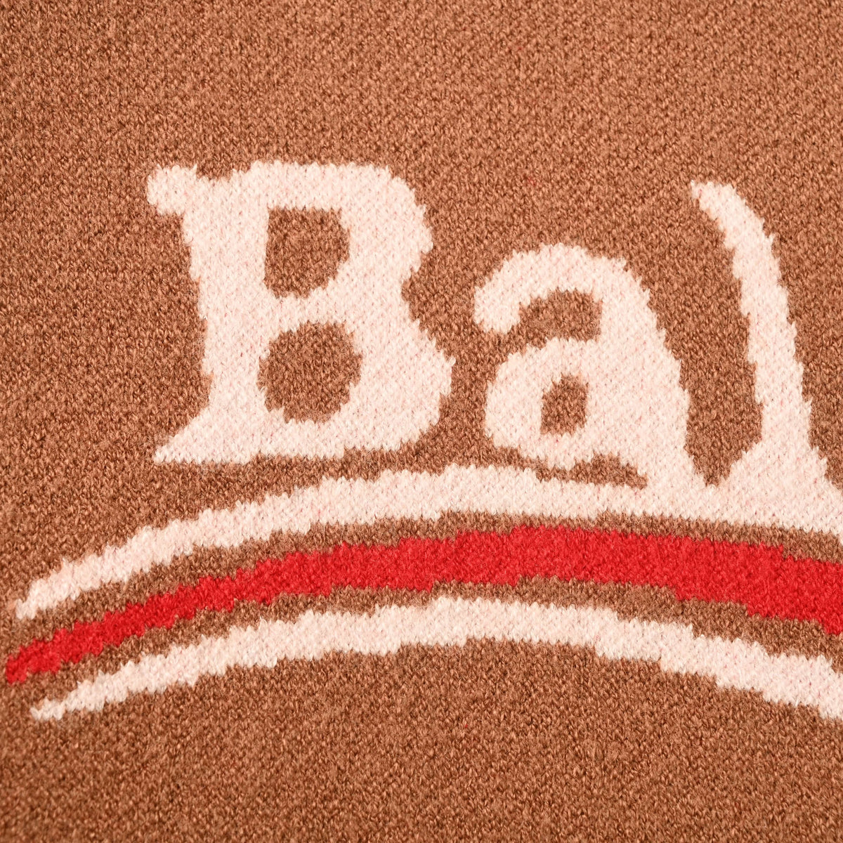 Brown Oversized Jacquard Wool-Cotton Blend Crewneck Sweater